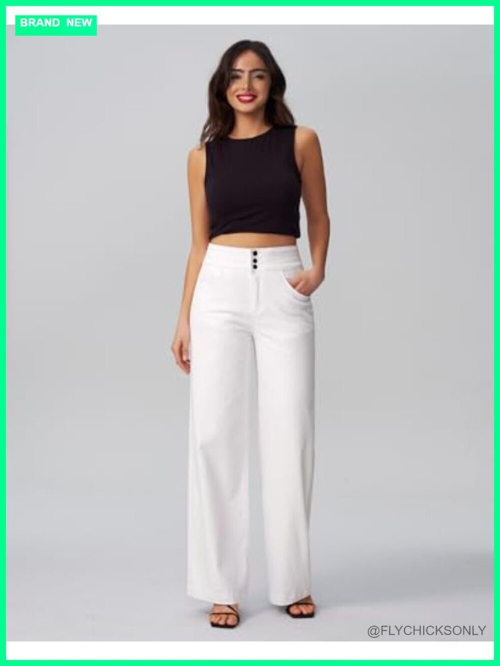High Waisted Stretch Baggy Wide Leg Denim Pants - Picture 3 of 7
